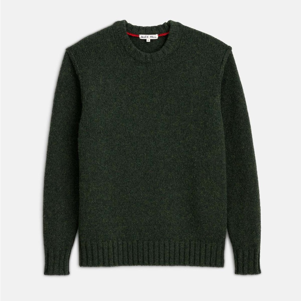 Alex Mill Reverse Seam Lambswool Sweater in Loden (Forest Green)